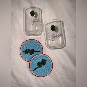Olive Glasses and Olive Coasters